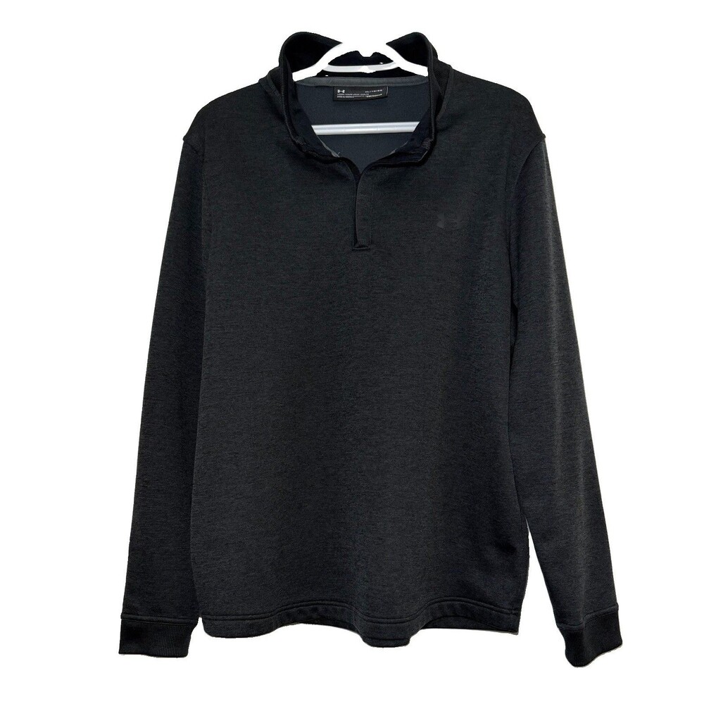 Under Armour ColdGear 1/4 Zip Pullover Men XL Charcoal Gray Loose Fit Mock Neck